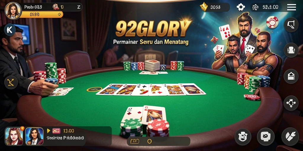 Tampilan gameplay seru dari aplikasi Poker 92GLORY.