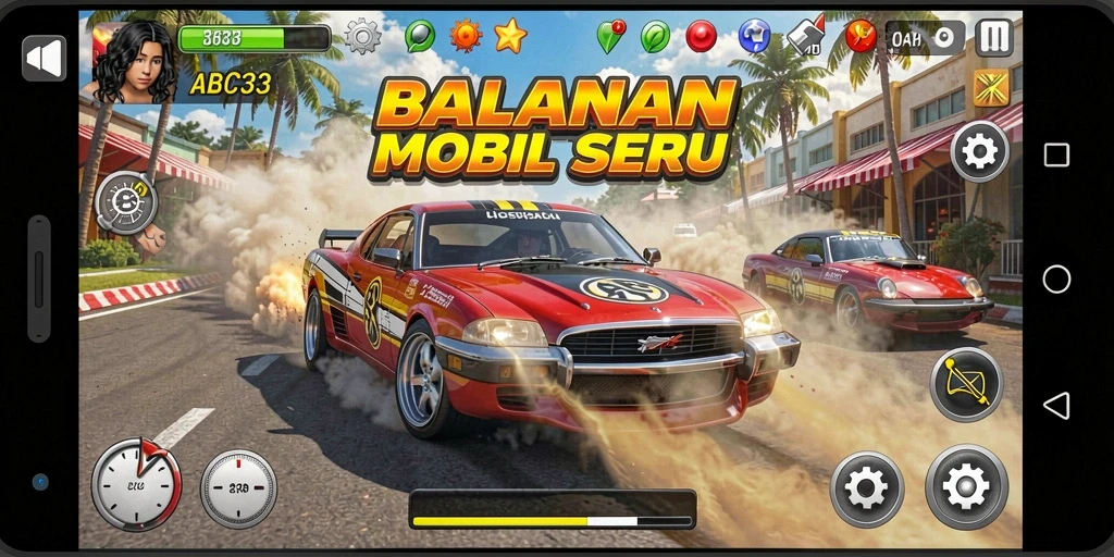 Tampilan gameplay balapan seru di ABC33.