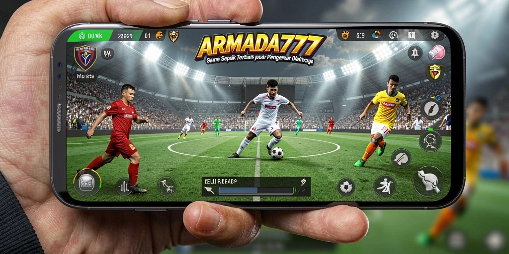 Tampilan gameplay menarik dalam ARMADA777 yang menampilkan aksi sepak bola.