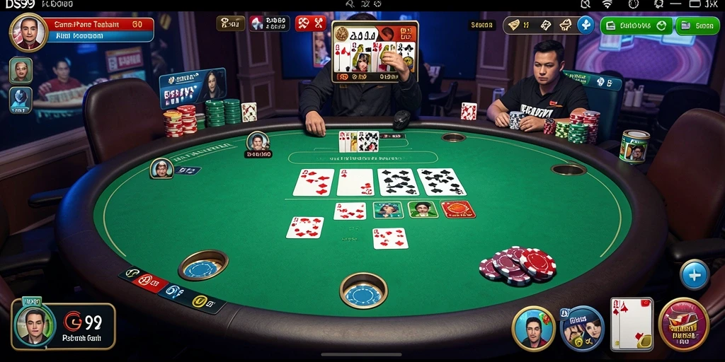 Tangkapan layar DS99 memperlihatkan aksi seru permainan Poker.